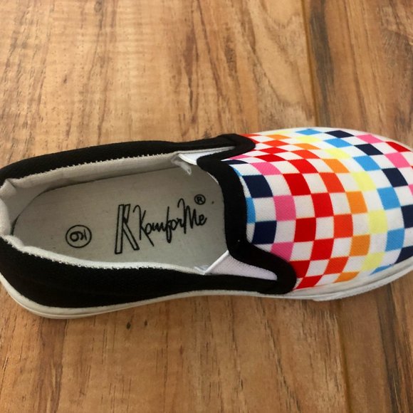 Little Girl Shoes Colorful Checkered Slip On - Picture 6 of 6